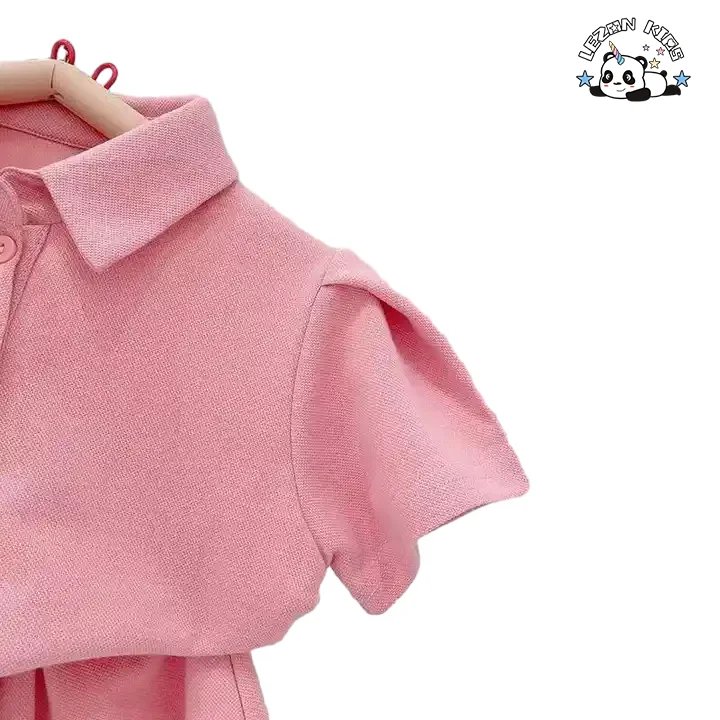 LEZONKIDS - Conjunto de roupas de verão para meninas, camiseta polo esportiva de algodão e shorts, novidades no atacado